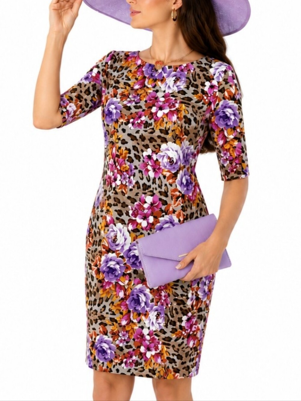 Shelby & Palmer Purple and Pink Floral Sheath Dress